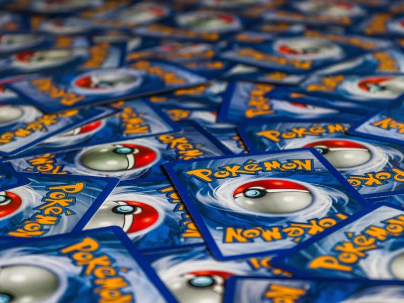 A display of collectible trading cards